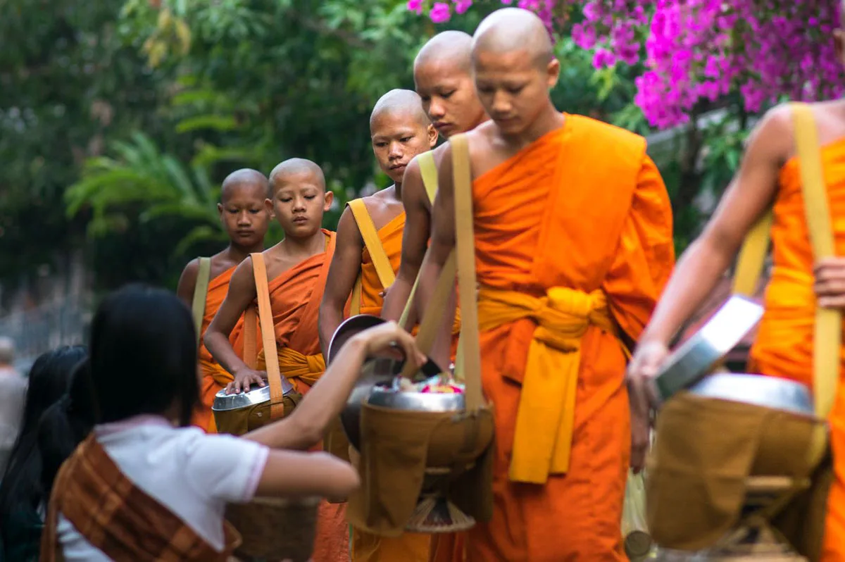 Tak Bat, Buddhist Almsgiving Ceremony, Thailand