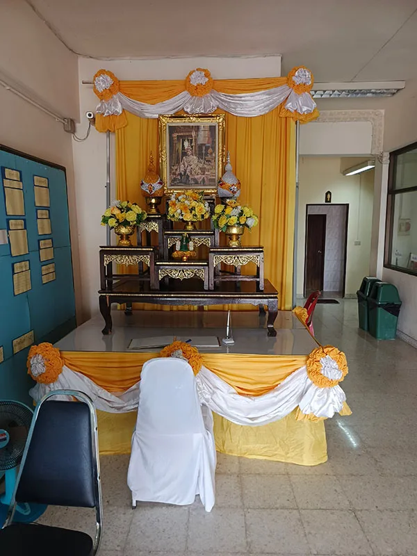 Inside a Thai Police Station, King portrait, Thailand